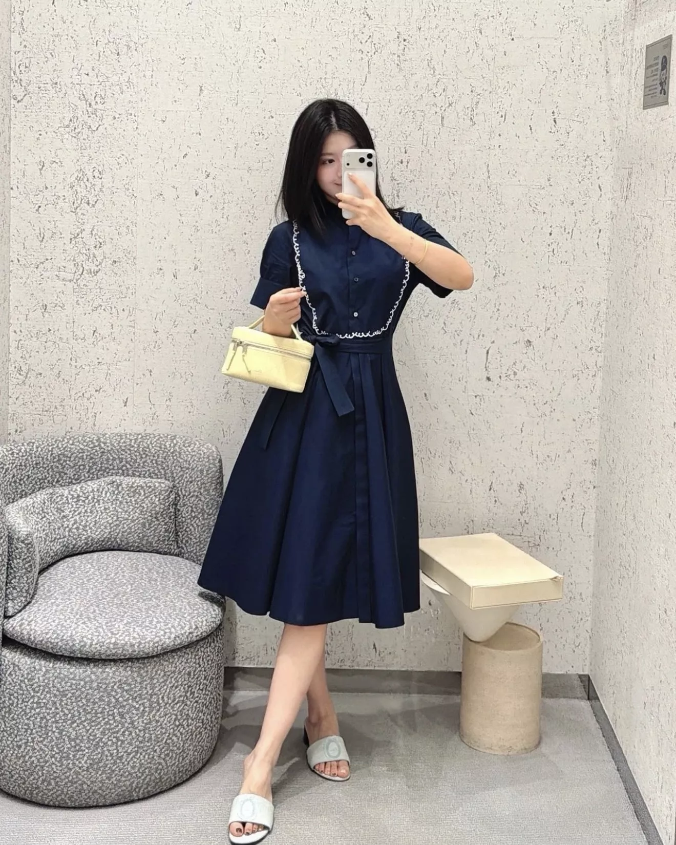 디올 반소매 셔츠 스타일 원피스 상세 이미지 18