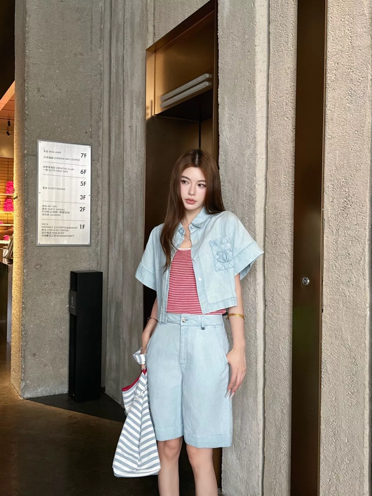 셀린느 린넨 코튼 혼방 와이드 데님 하프 팬츠 상세 이미지 19