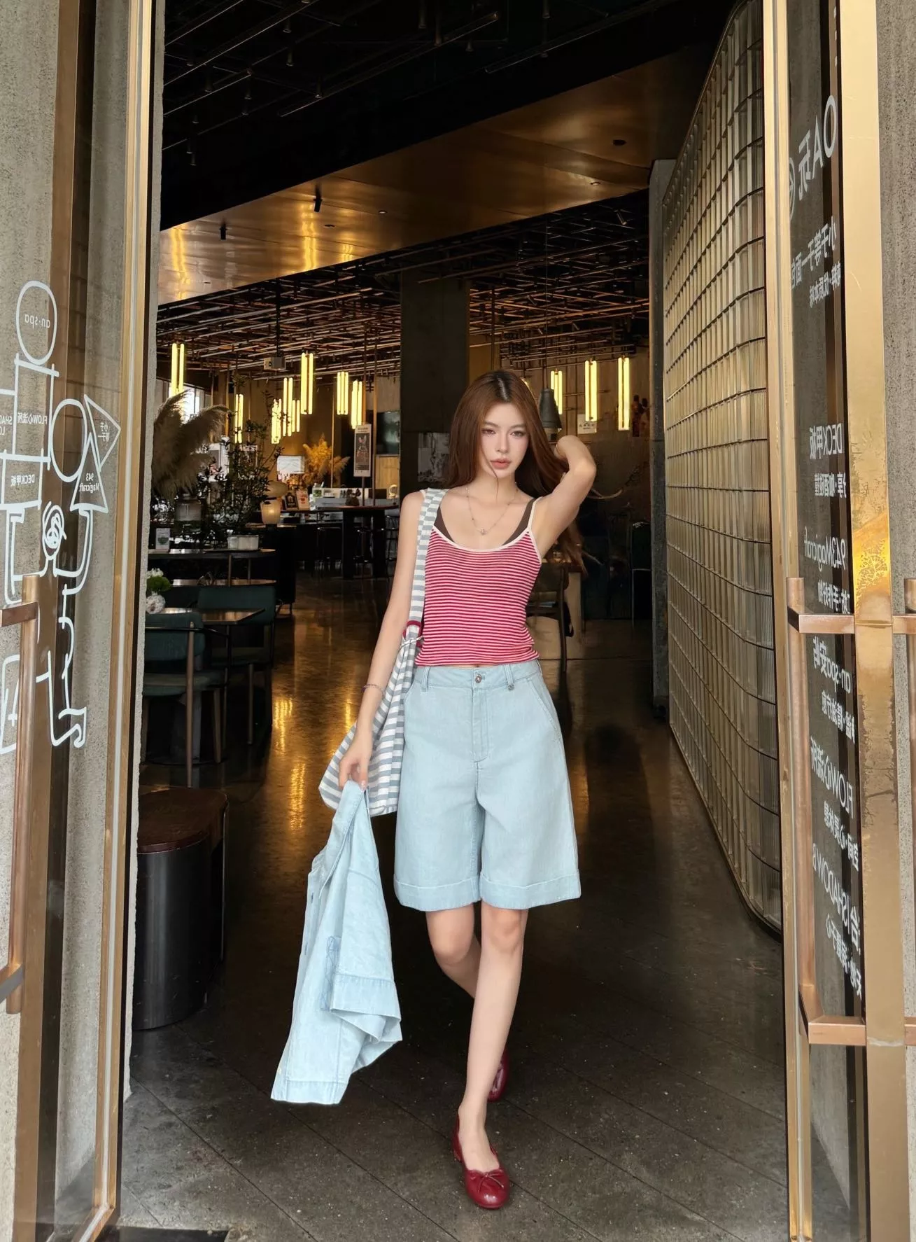 셀린느 린넨 코튼 혼방 와이드 데님 하프 팬츠 상세 이미지 14