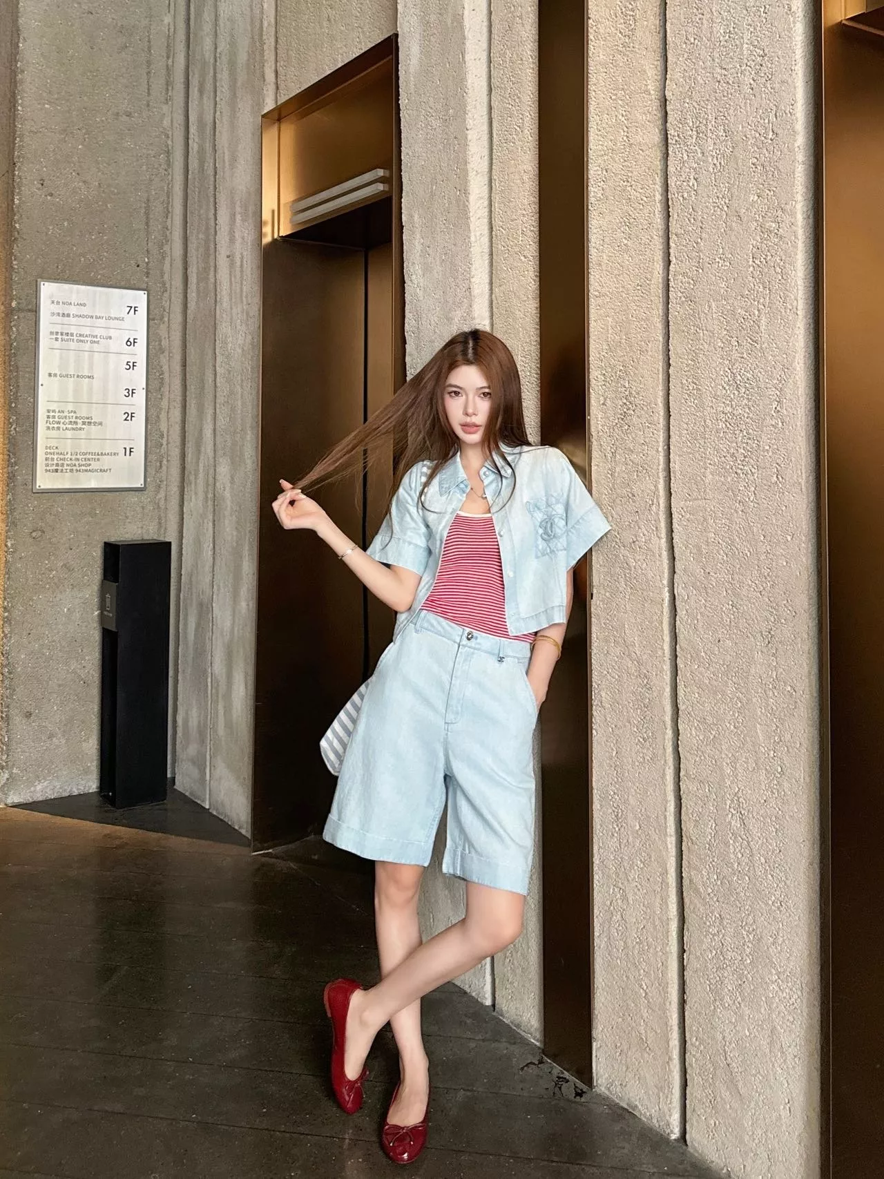 셀린느 린넨 코튼 혼방 와이드 데님 하프 팬츠 상세 이미지 18