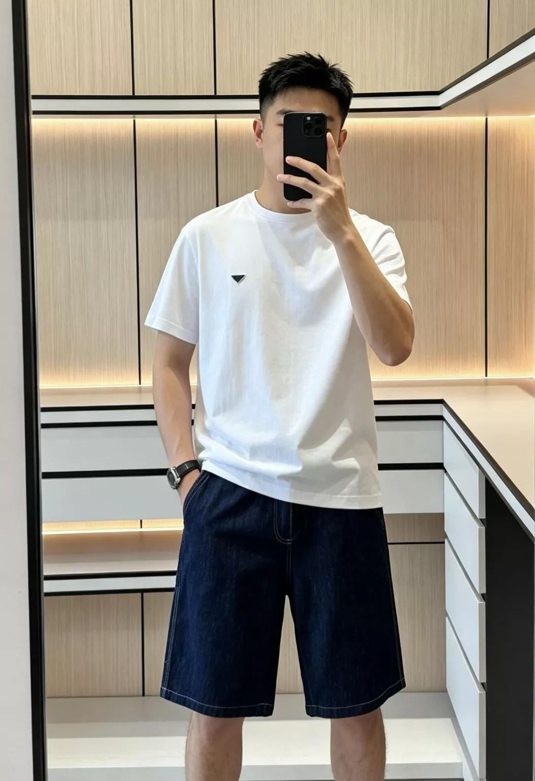 프라다 딥블루 데님 쇼트 팬츠 상세 이미지 80