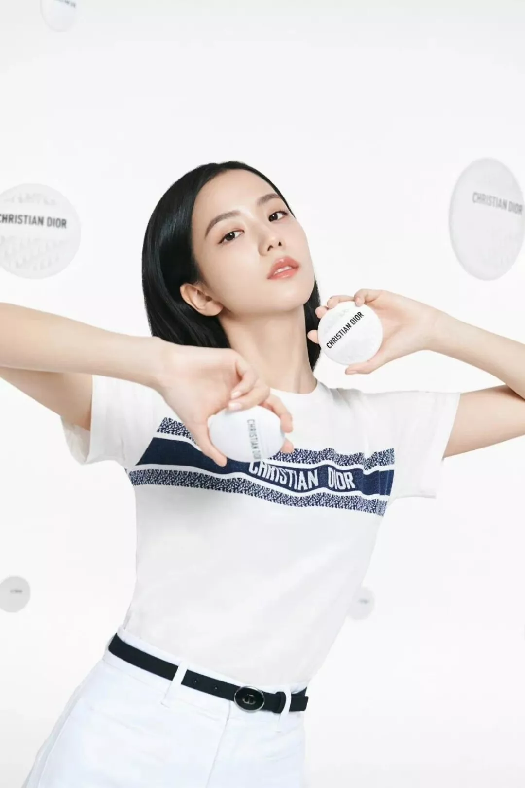 디올 스트라이프 로고 프린트 반소매 티셔츠 상세 이미지 19