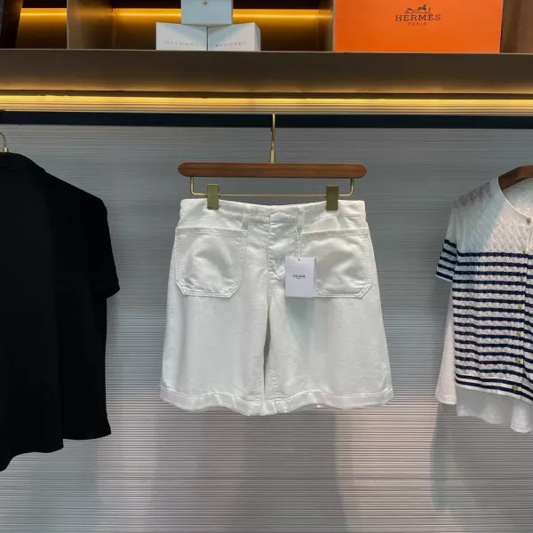 셀린느 여성 자수 포인트 데님 하프 팬츠