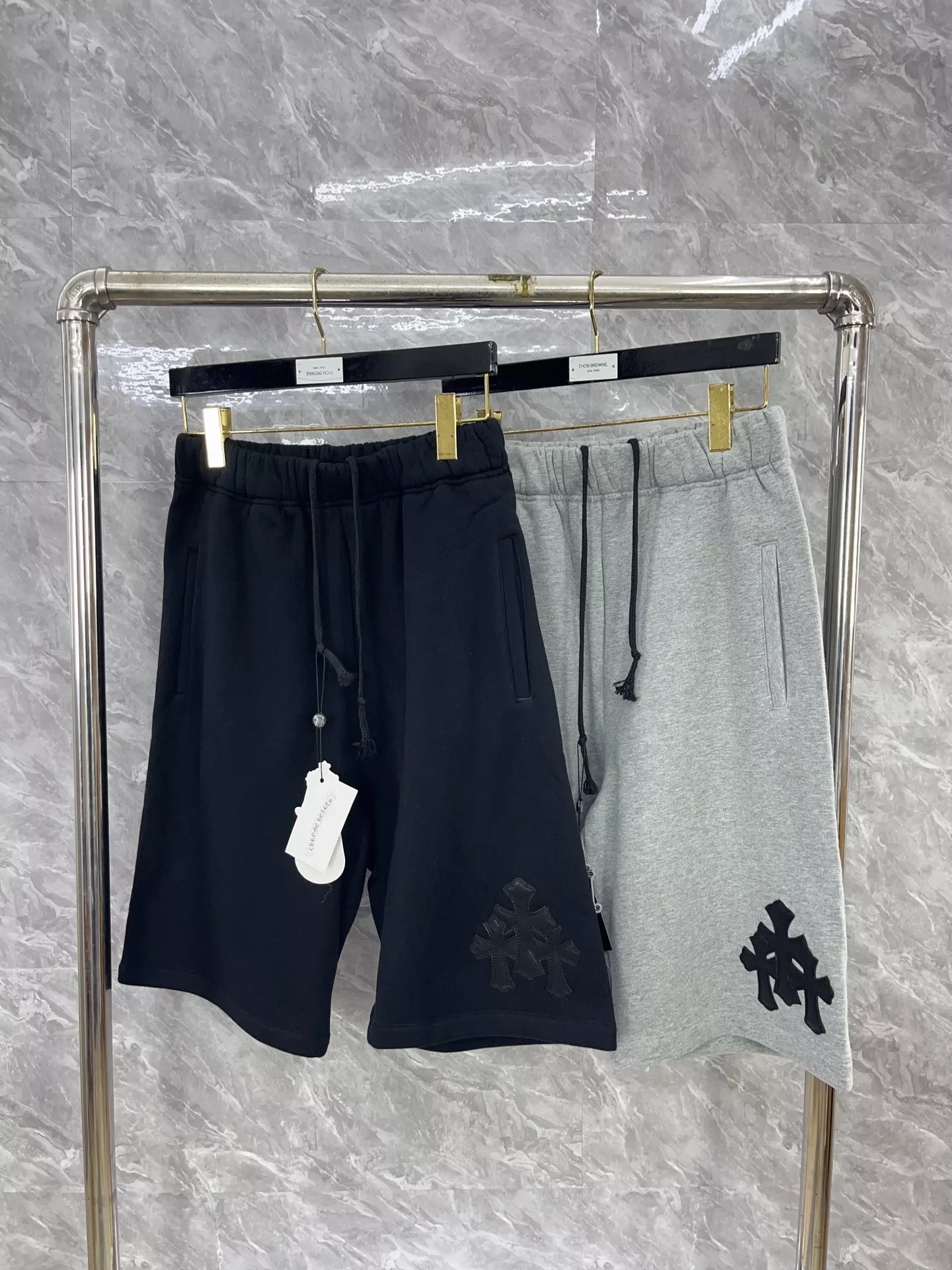 크롬하츠 삼지창 가죽 패치 포인트 하프 팬츠 상세 이미지 2