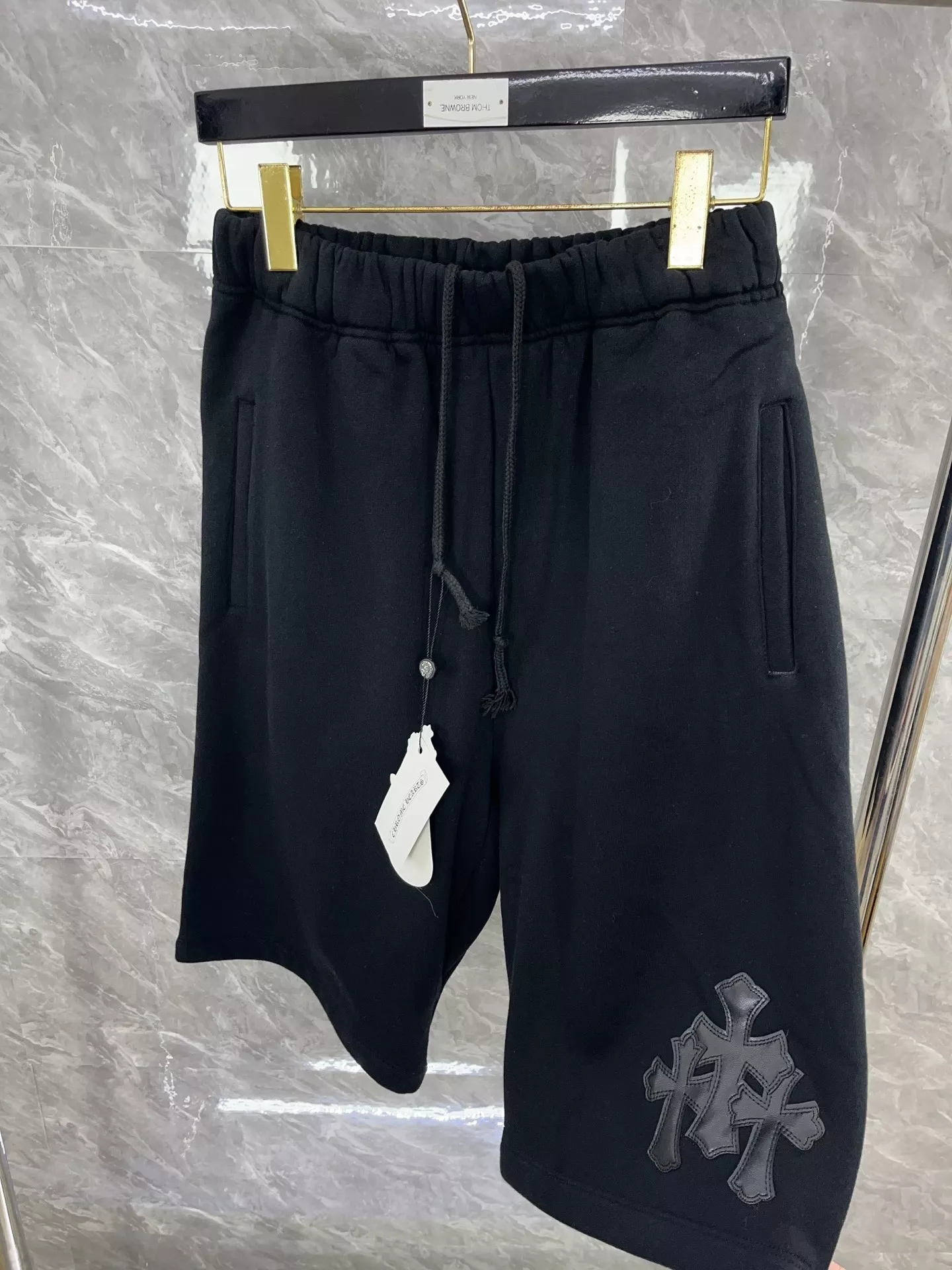 크롬하츠 삼지창 가죽 패치 포인트 하프 팬츠 상세 이미지 6