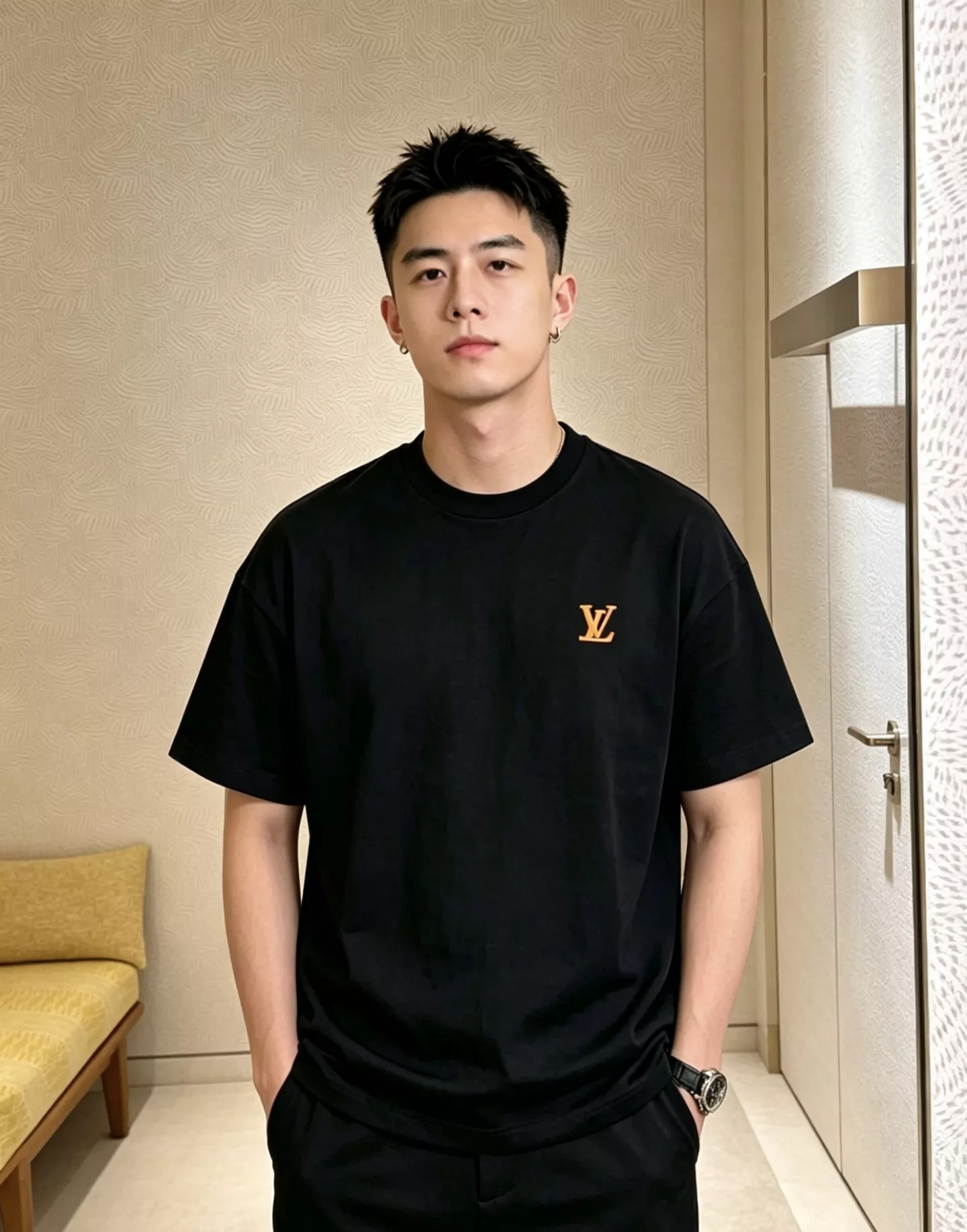 루이비통 입체 LV 포인트 반소매 티셔츠 상세 이미지 32