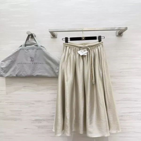 브루넬로쿠치넬리 은은한 광택감의 리넨 롱 스커트