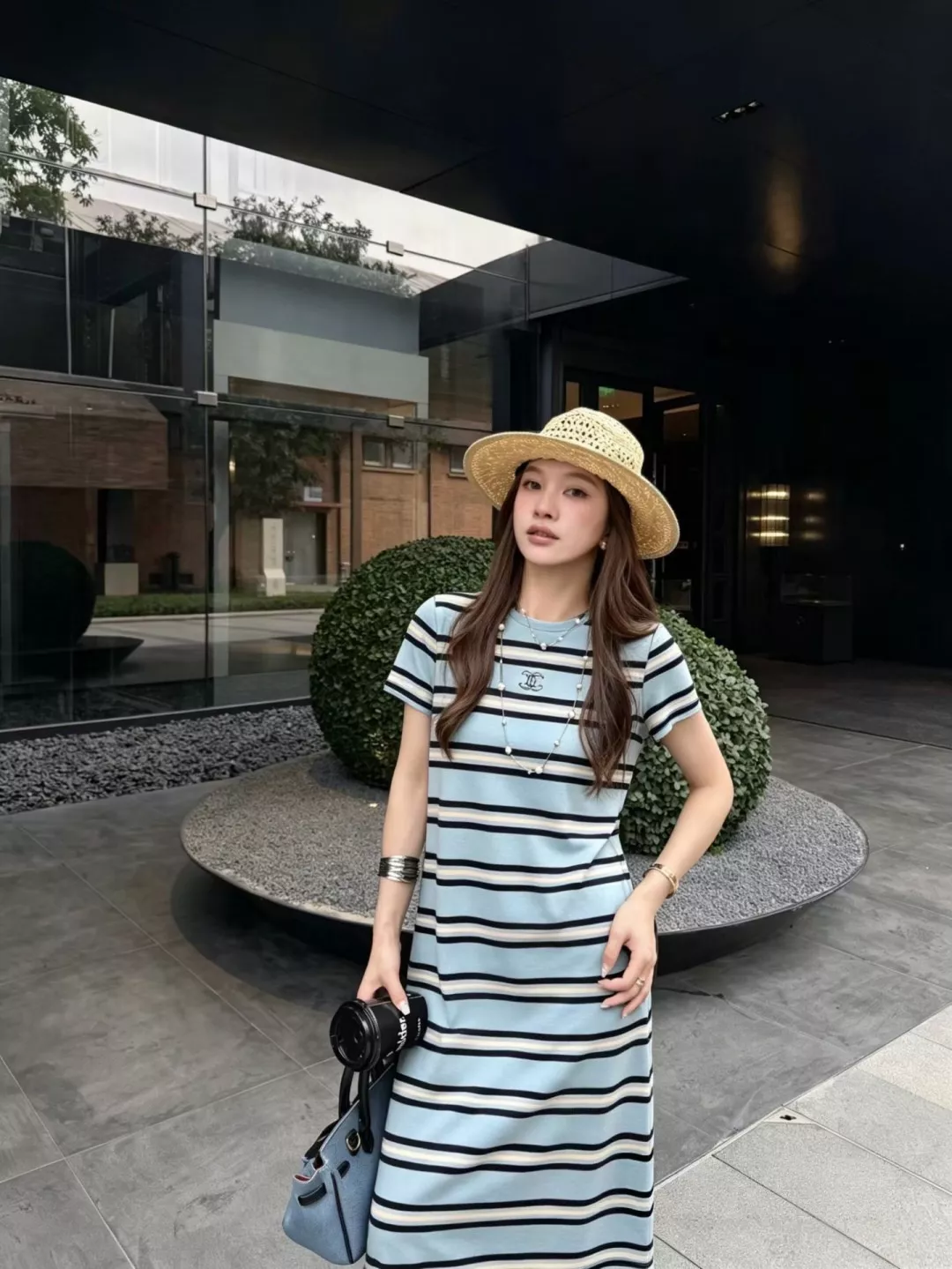 샤넬 스트라이프 반소매 티셔츠 원피스 상세 이미지 12