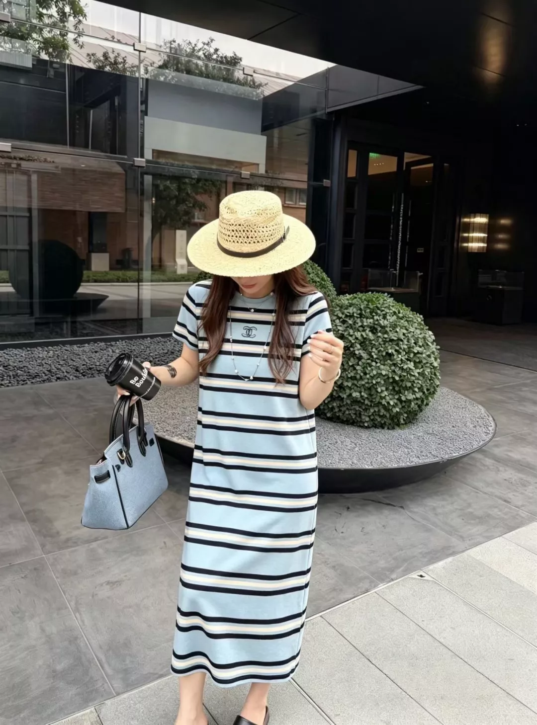샤넬 스트라이프 반소매 티셔츠 원피스 상세 이미지 15