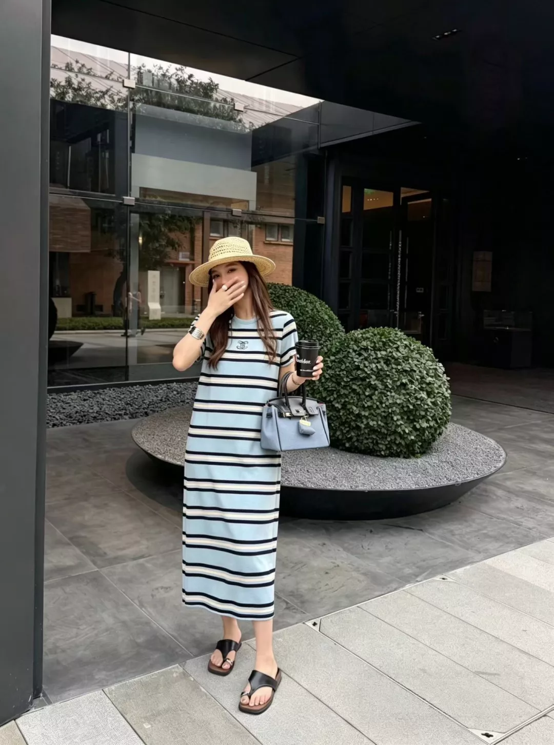 샤넬 스트라이프 반소매 티셔츠 원피스 상세 이미지 11