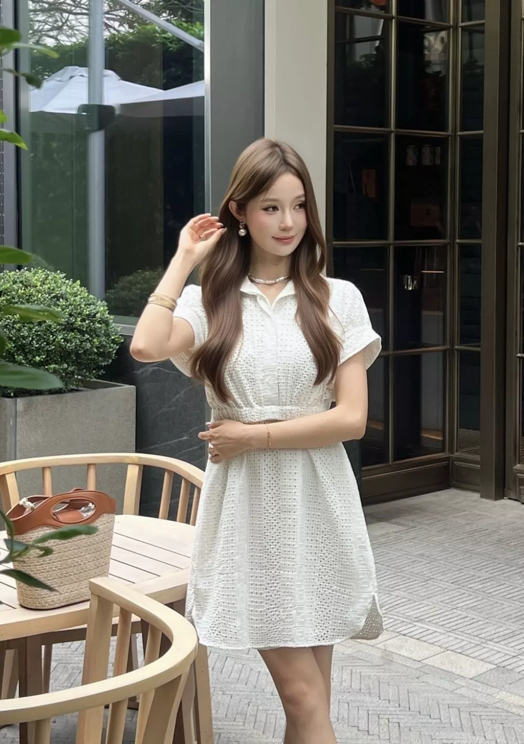 펜디 코튼 자수 펀칭 셔츠형 원피스 상세 이미지 17