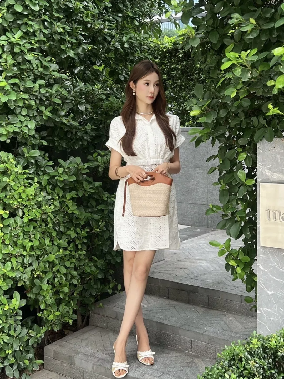 펜디 코튼 자수 펀칭 셔츠형 원피스 상세 이미지 16