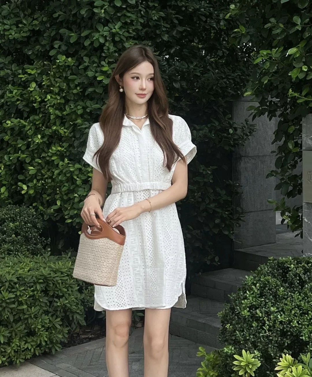 펜디 코튼 자수 펀칭 셔츠형 원피스 상세 이미지 11