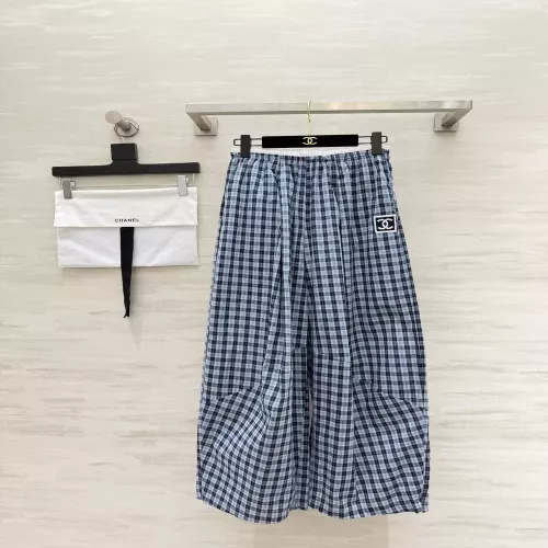 샤넬 빈티지 체크 와이드 캐주얼 팬츠