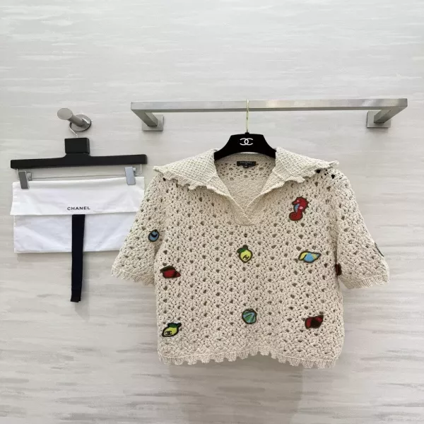 샤넬 코코 비치 오픈워크 카라 니트 상의