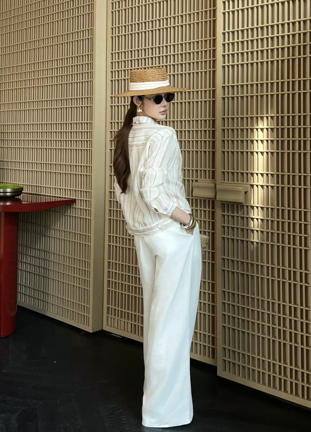 로로피아나 린넨 스트라이프 버튼 재킷 상세 이미지 17