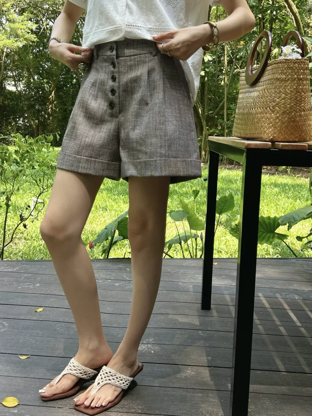 랄프로렌 빈티지 그레이 린넨 하이웨이스트 숏팬츠 상세 이미지 10