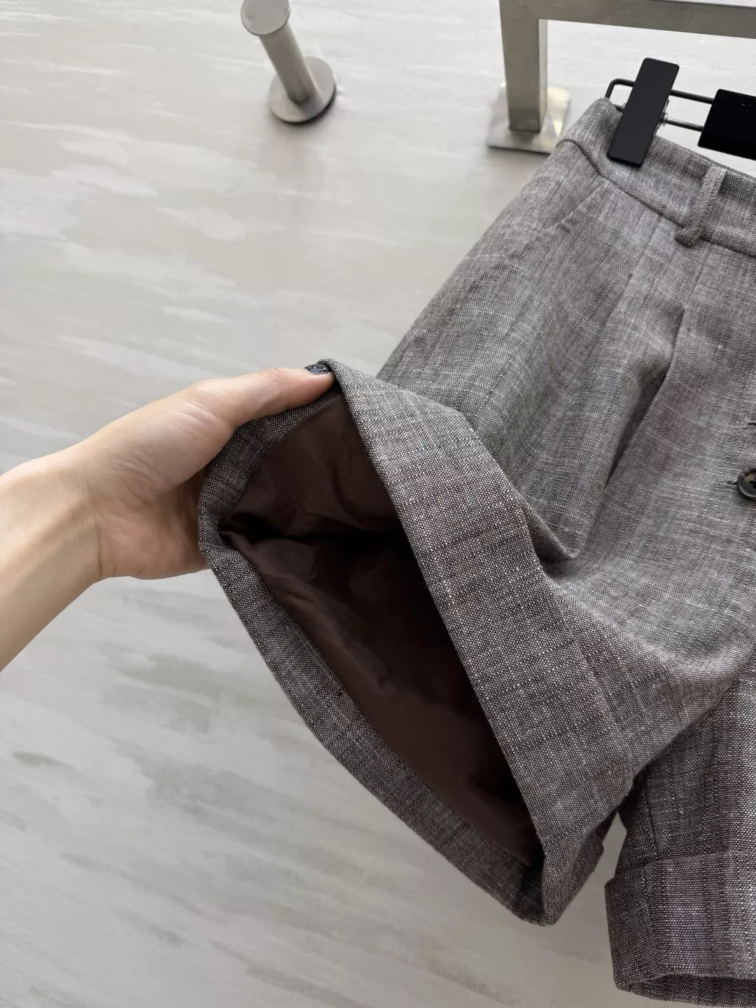 랄프로렌 빈티지 그레이 린넨 하이웨이스트 숏팬츠 상세 이미지 4