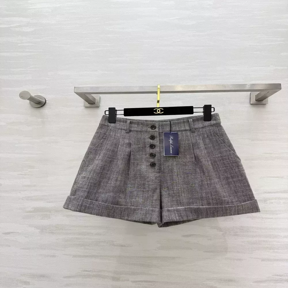 랄프로렌 빈티지 그레이 린넨 하이웨이스트 숏팬츠