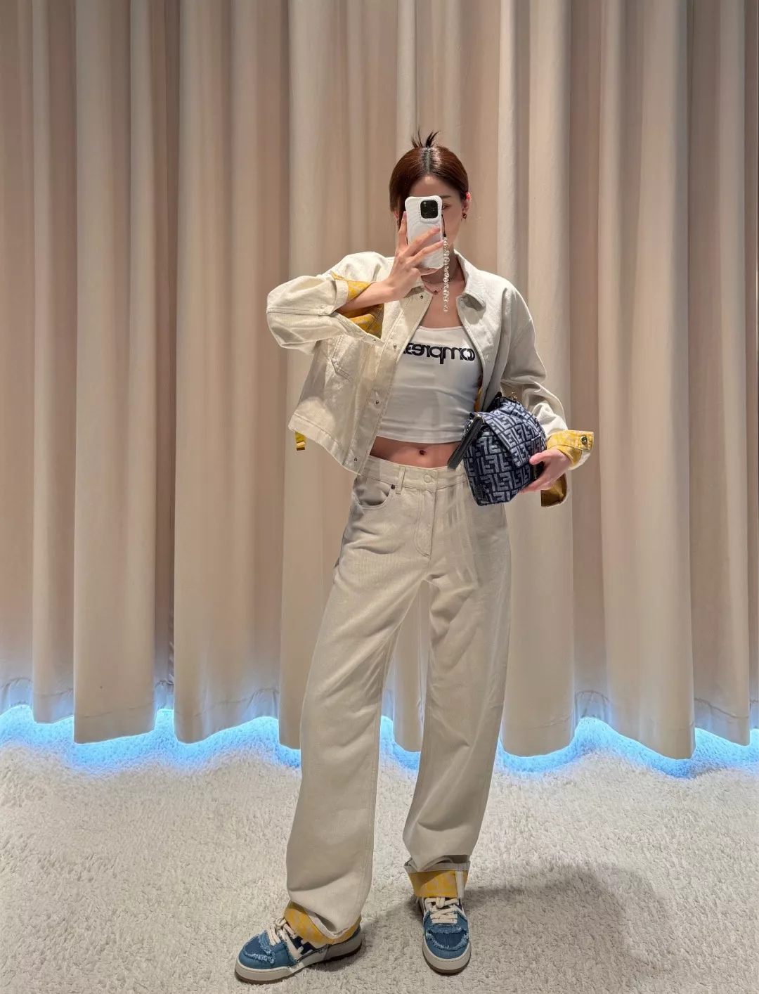 펜디 오트밀 컬러 스트레이트 데님 팬츠 상세 이미지 8