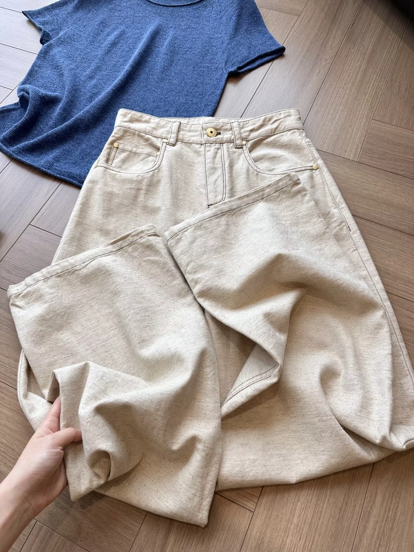 브루넬로쿠치넬리 오트밀 컬러 스트레이트 데님 팬츠 상세 이미지 29