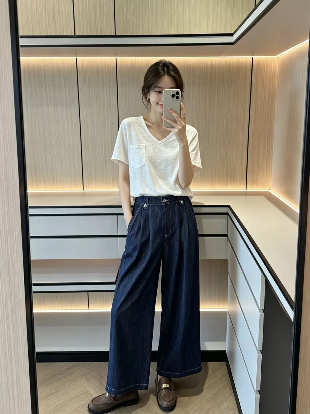 브루넬로쿠치넬리 입체 턱 디테일 와이드 데님 팬츠 상세 이미지 93