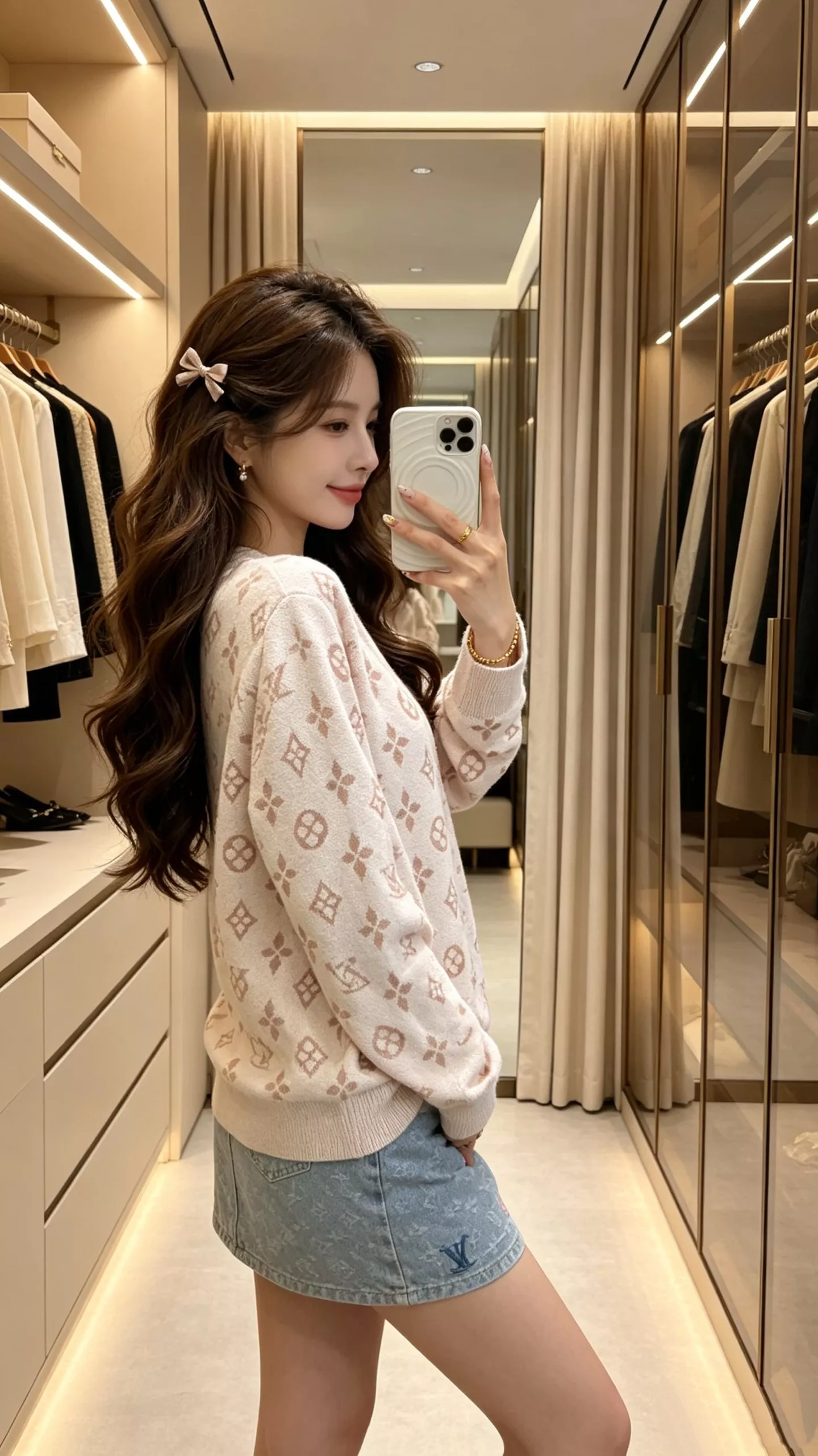 루이비통 자카드 로고 장식의 라운드넥 니트 풀오버 상세 이미지 20