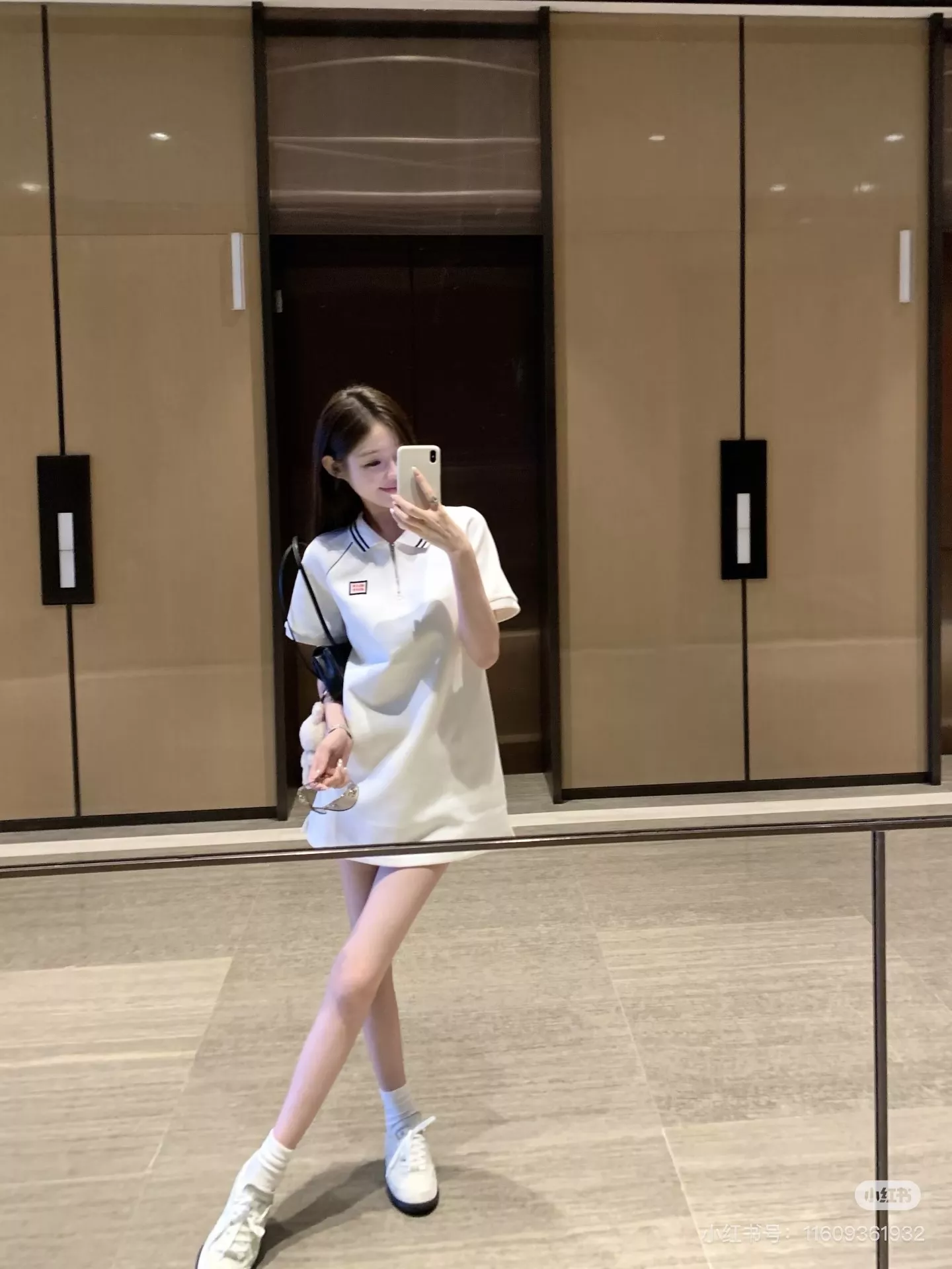 미우미우 반집업 카라 반소매 원피스 상세 이미지 22