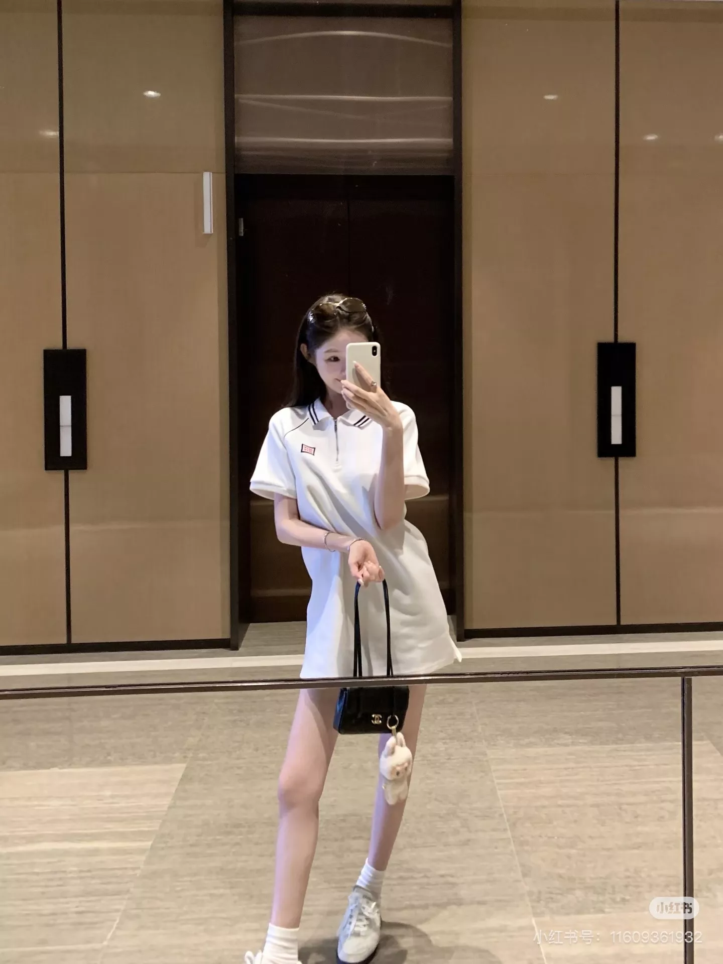미우미우 반집업 카라 반소매 원피스 상세 이미지 23