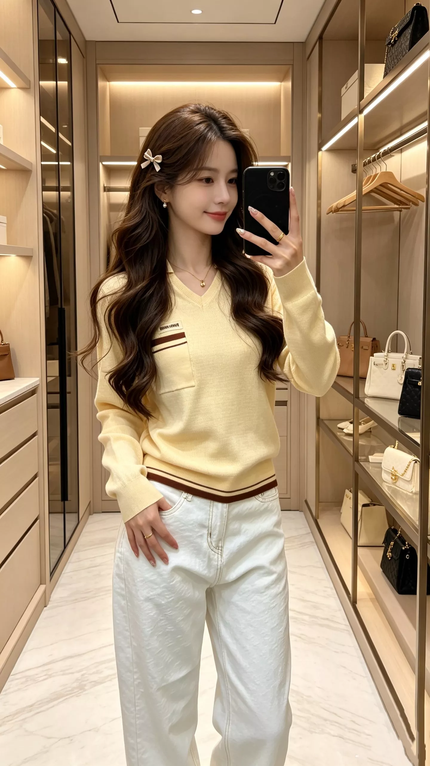 미우미우 카라 디테일의 여성 니트 풀오버 상세 이미지 21