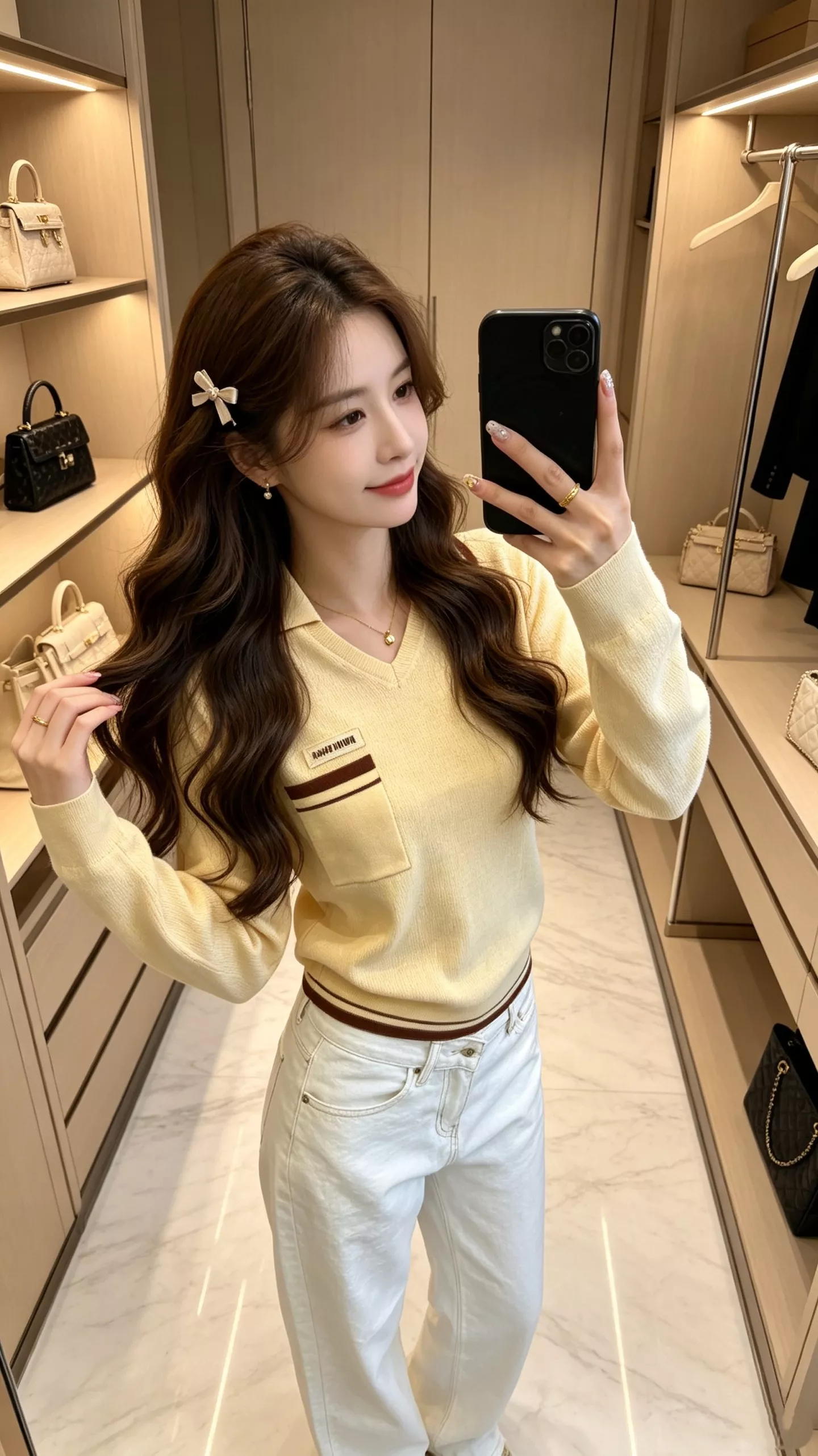 미우미우 카라 디테일의 여성 니트 풀오버 상세 이미지 20