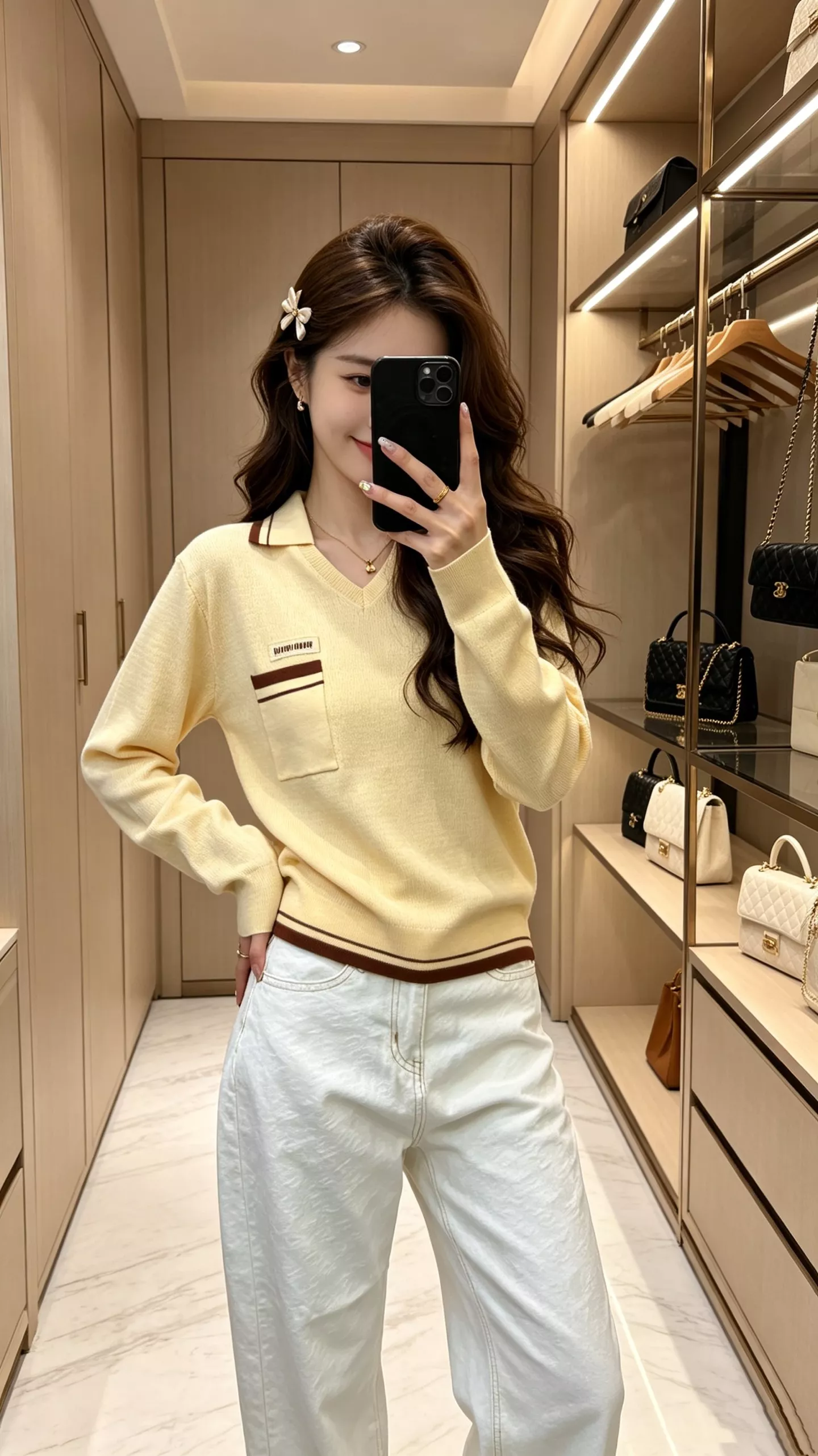 미우미우 카라 디테일의 여성 니트 풀오버 상세 이미지 19