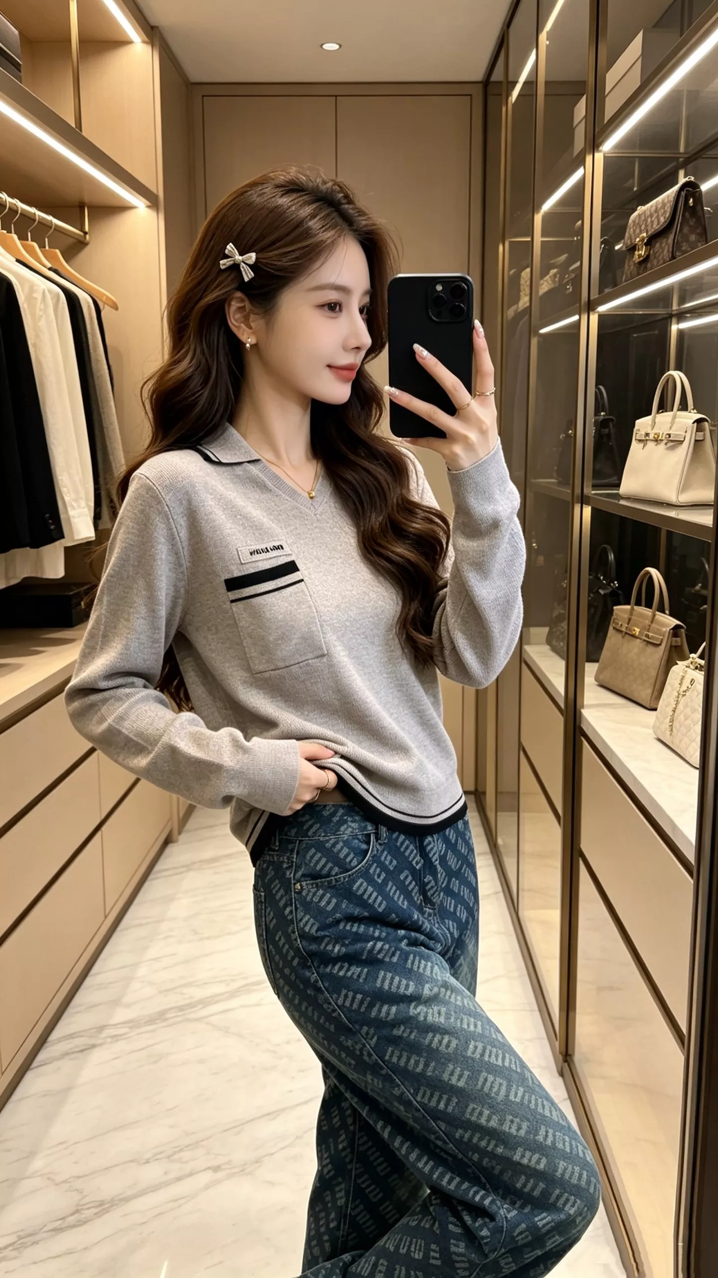 미우미우 카라 디테일의 여성 니트 풀오버 상세 이미지 10