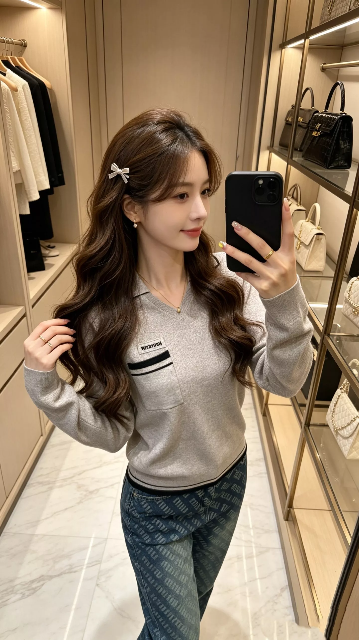 미우미우 카라 디테일의 여성 니트 풀오버 상세 이미지 8