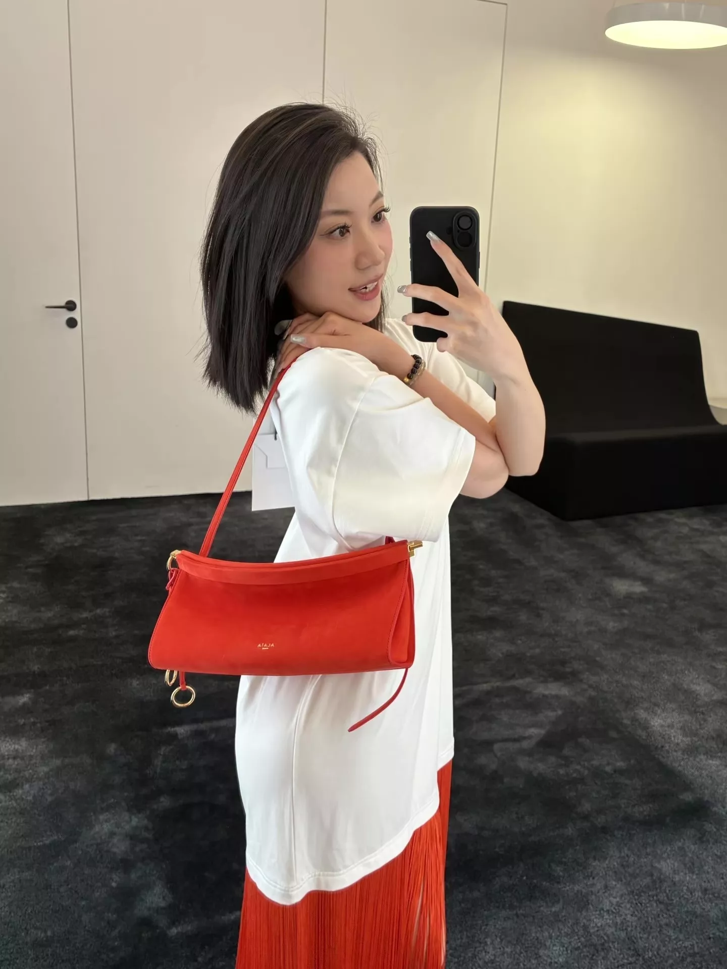 알라이아 태슬 디테일 반소매 원피스 상세 이미지 30