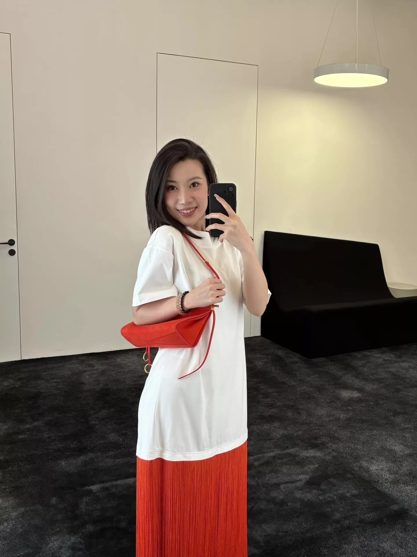 알라이아 태슬 디테일 반소매 원피스 상세 이미지 28