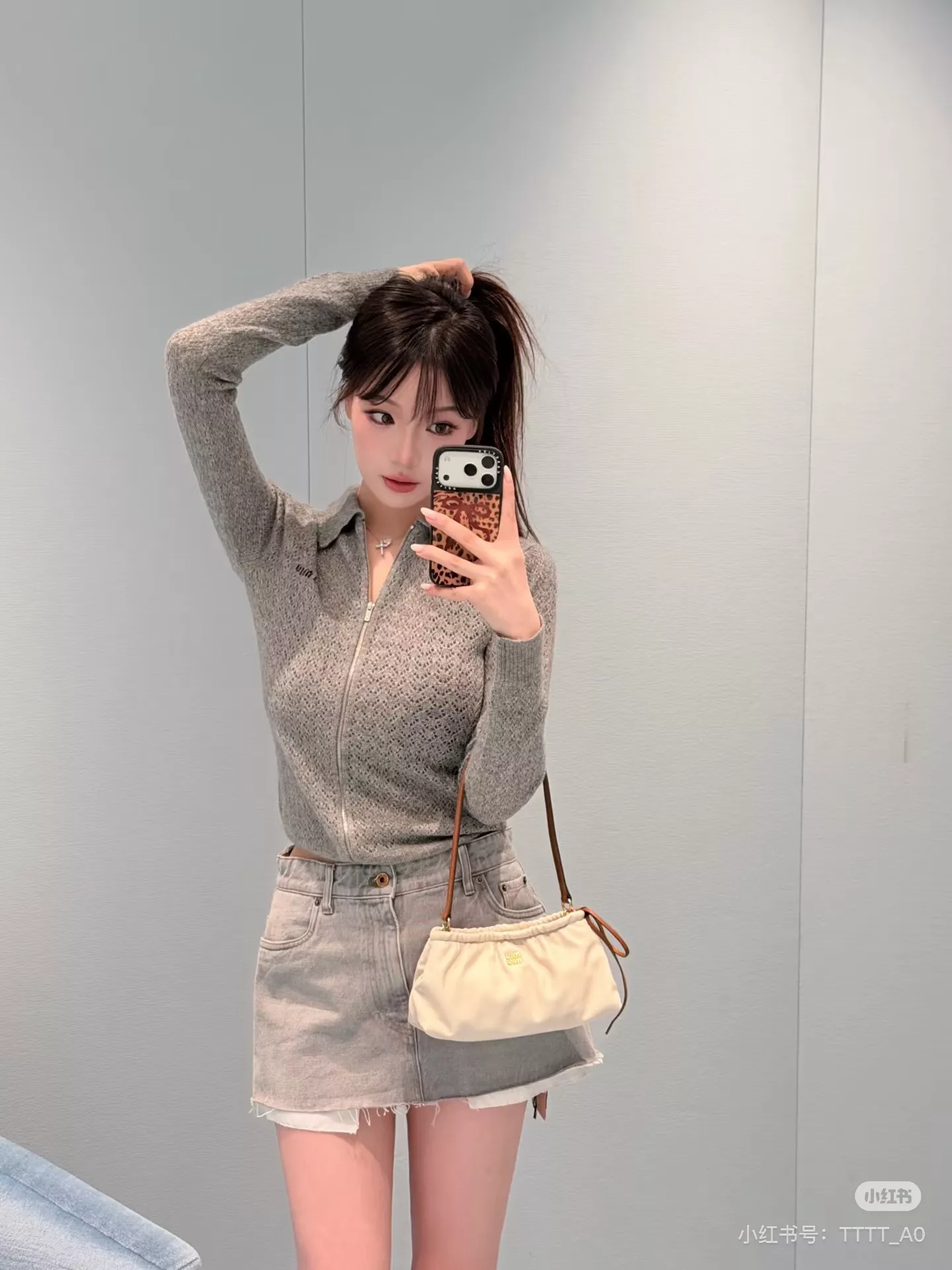 미우미우 학원풍 플라워 칼라 니트 집업 가디건 상세 이미지 18