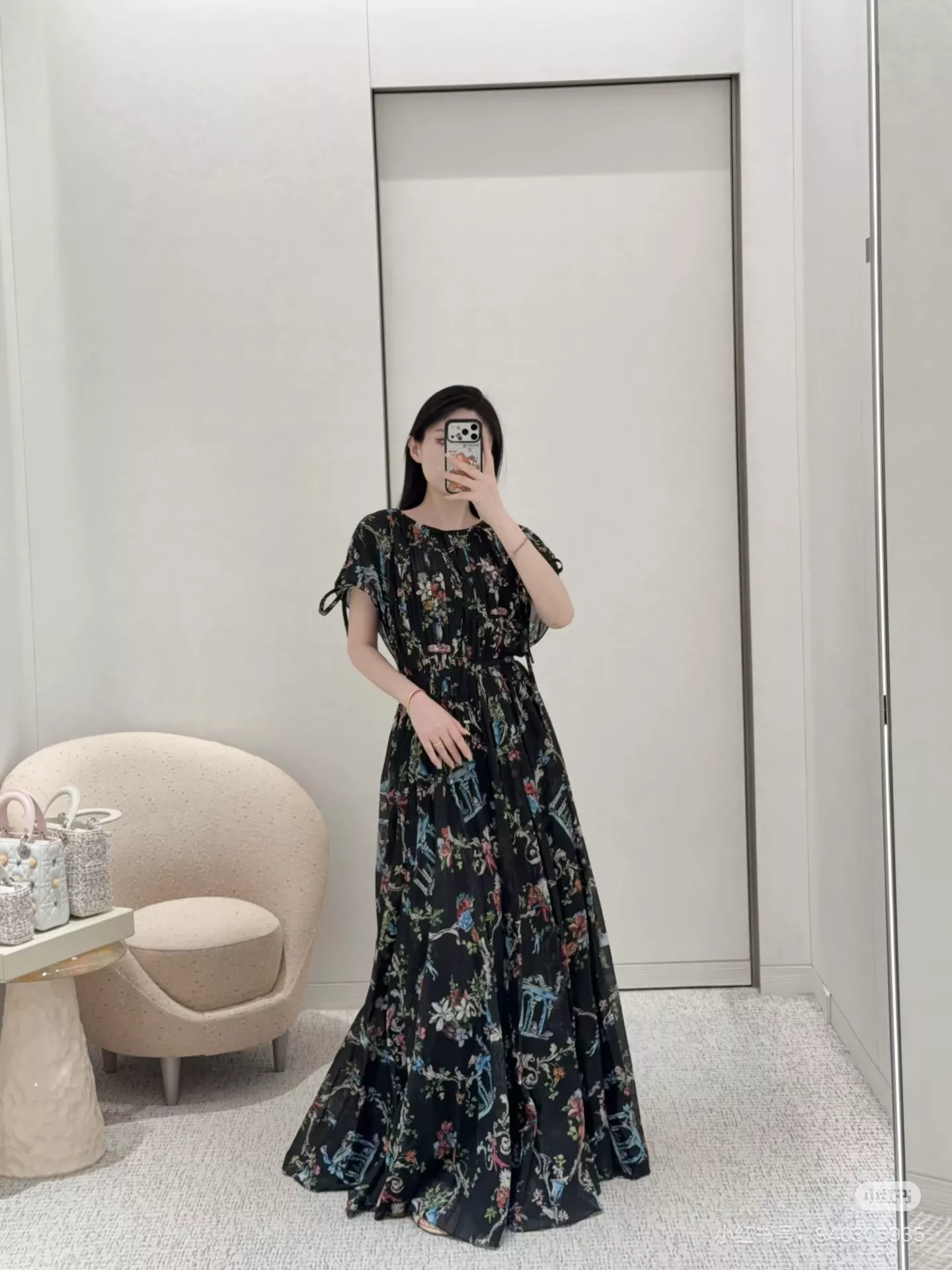디올 블랙 가든 건축 프린트 롱 원피스 상세 이미지 11