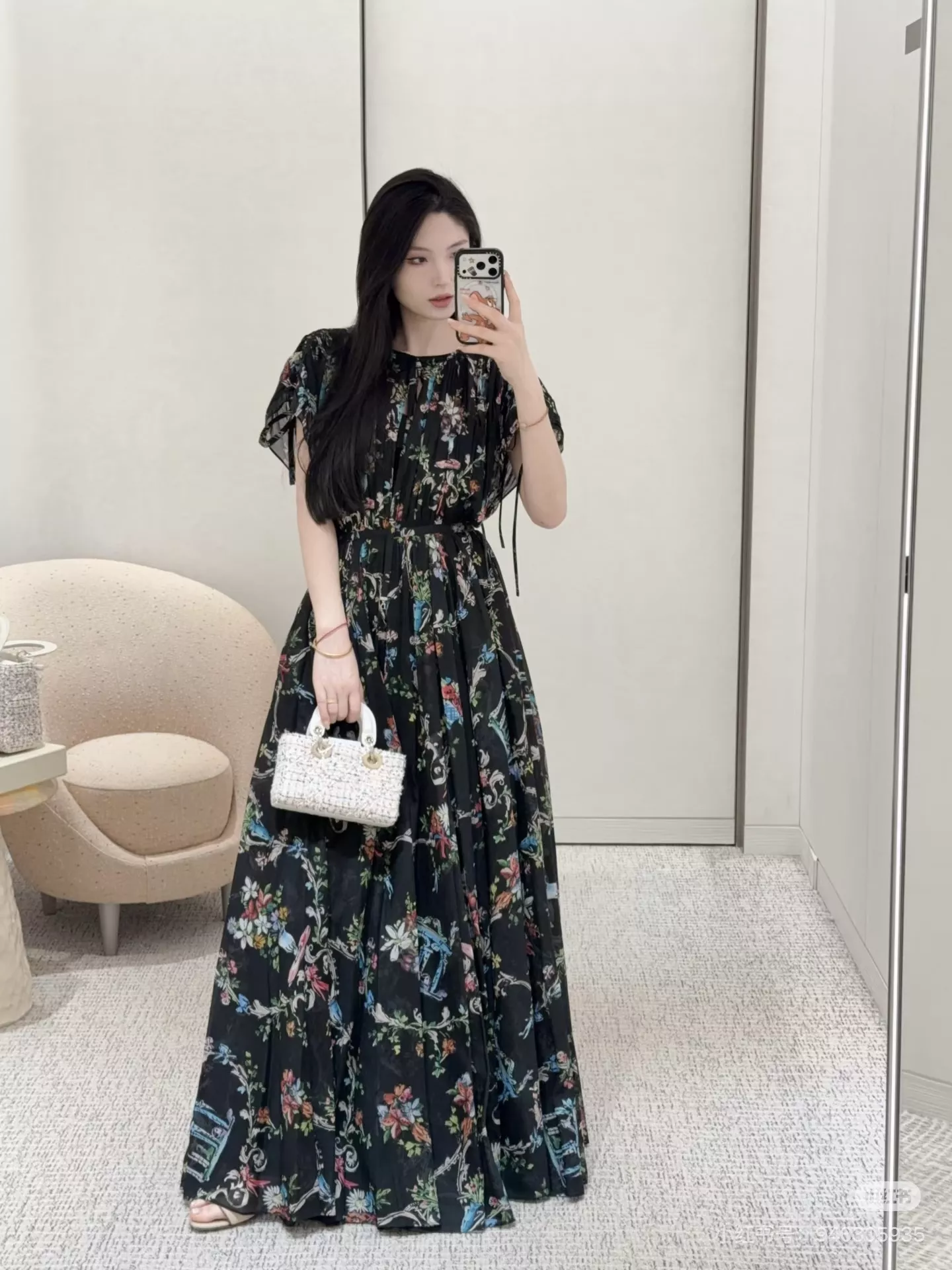 디올 블랙 가든 건축 프린트 롱 원피스 상세 이미지 10