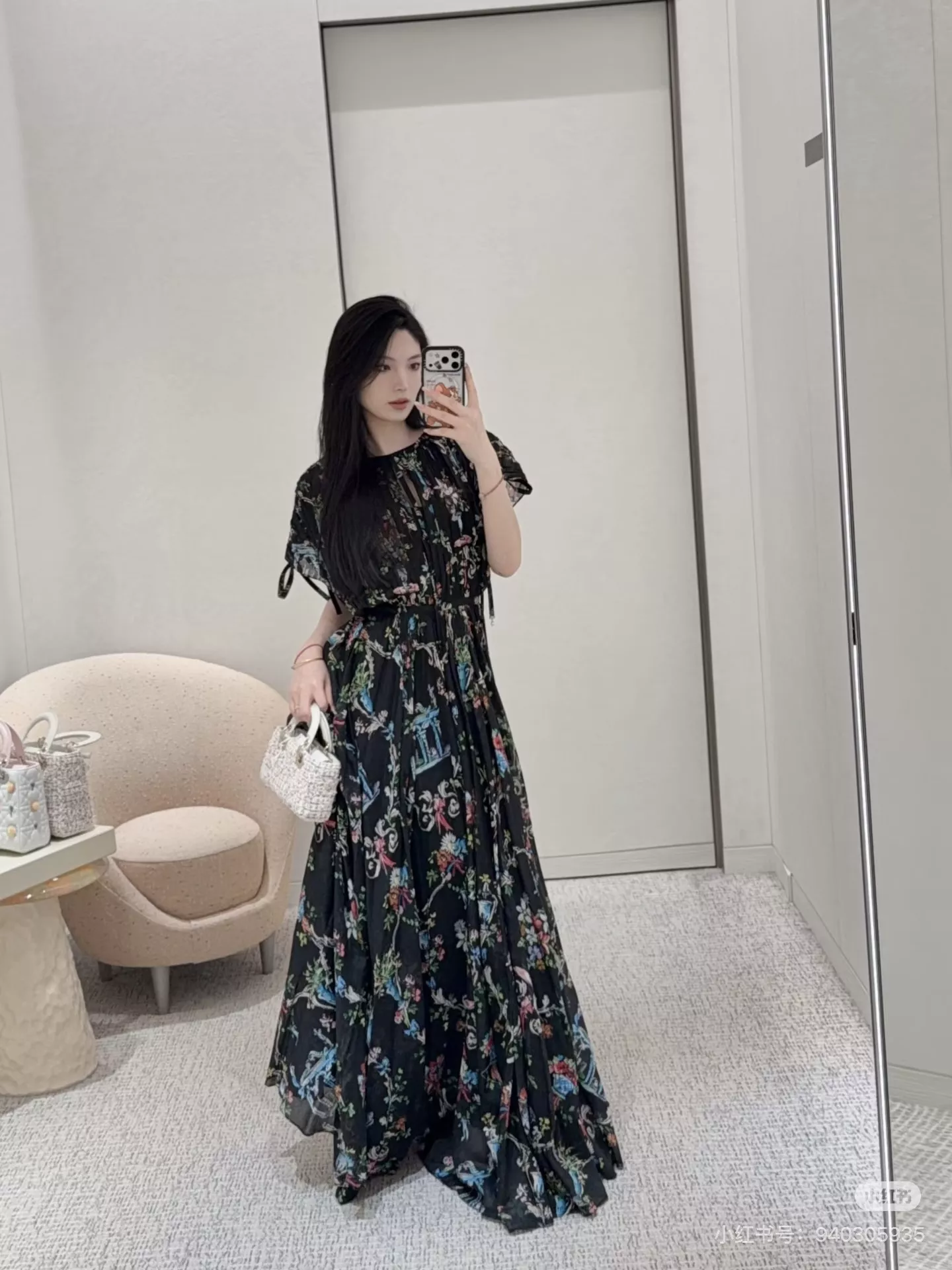 디올 블랙 가든 건축 프린트 롱 원피스 상세 이미지 12