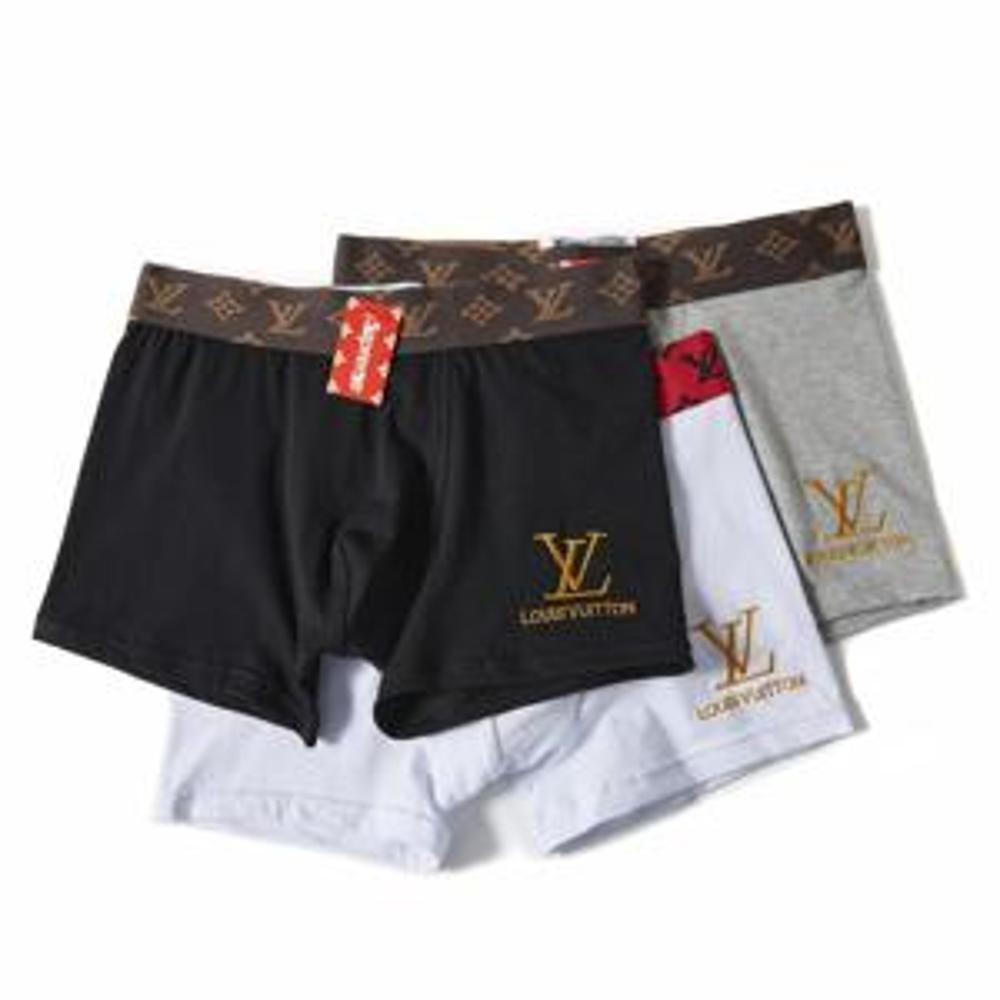 루이비통 남성용 LV 로고 순면 언더웨어 3종 세트