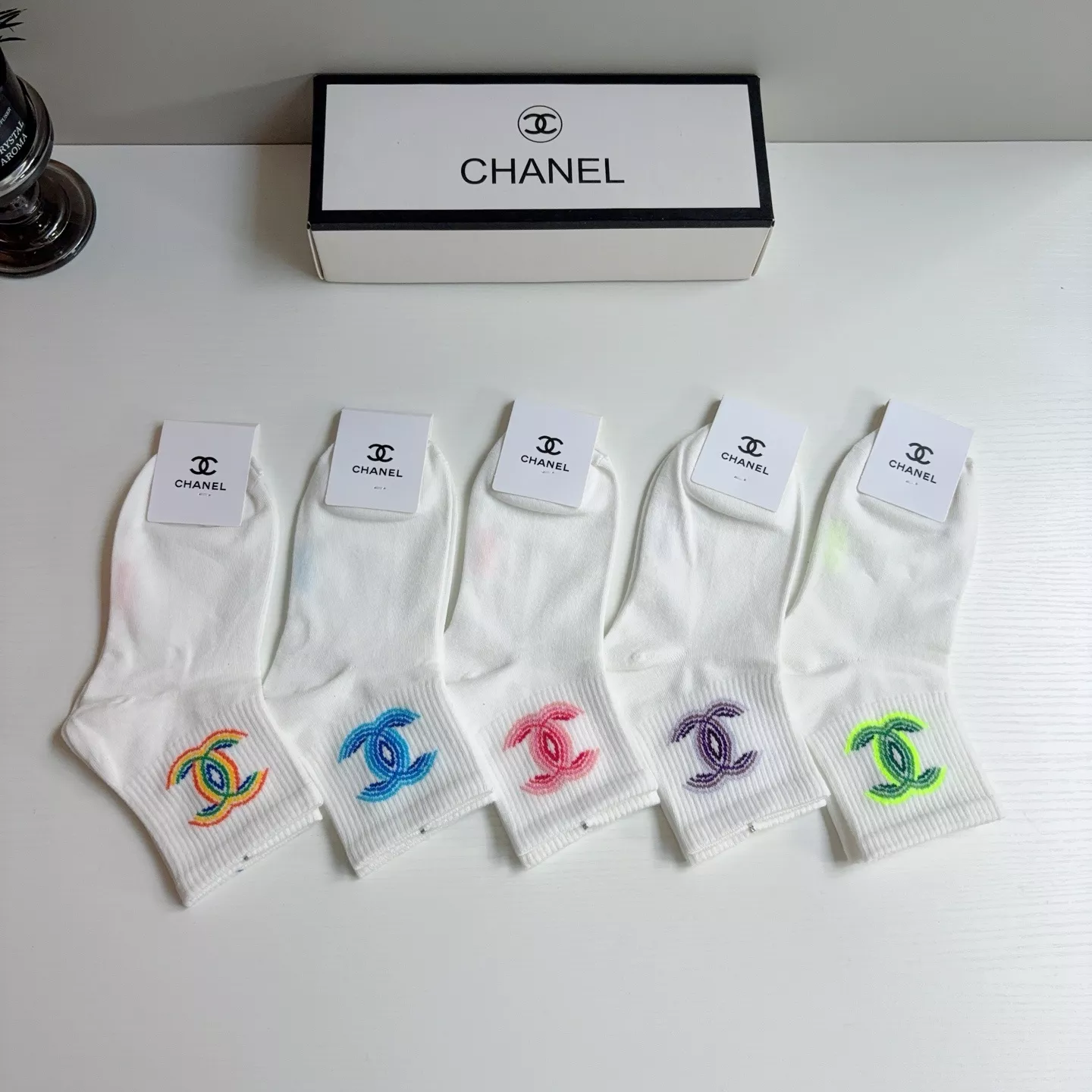 샤넬 클래식 더블C 로고 코튼 양말 상세 이미지 4