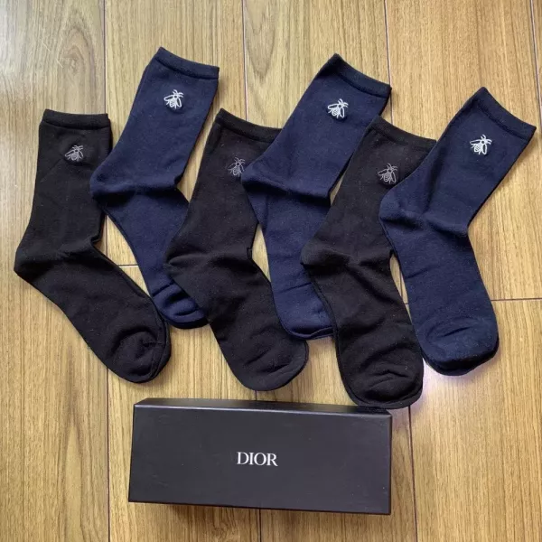 디올 남성 자수 벌 모티브 중목 양말 세트