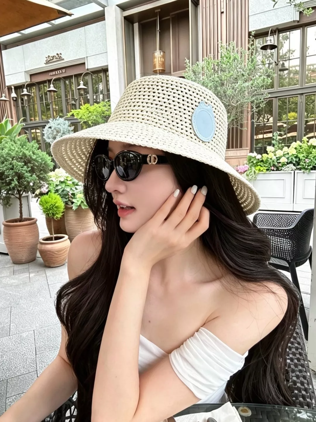 디올 수입 지초 소재 버킷 스타일 모자 상세 이미지 4
