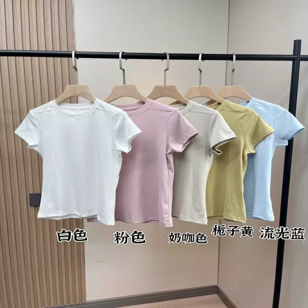 룰루레몬 여성 라운드넥 반소매 티셔츠