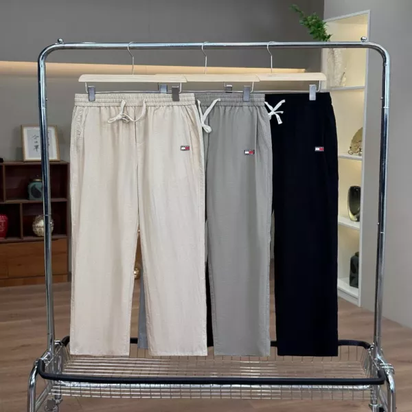 타미힐피거 남성용 라이오셀 린넨 혼방 밴딩 스트레이트 캐주얼 팬츠