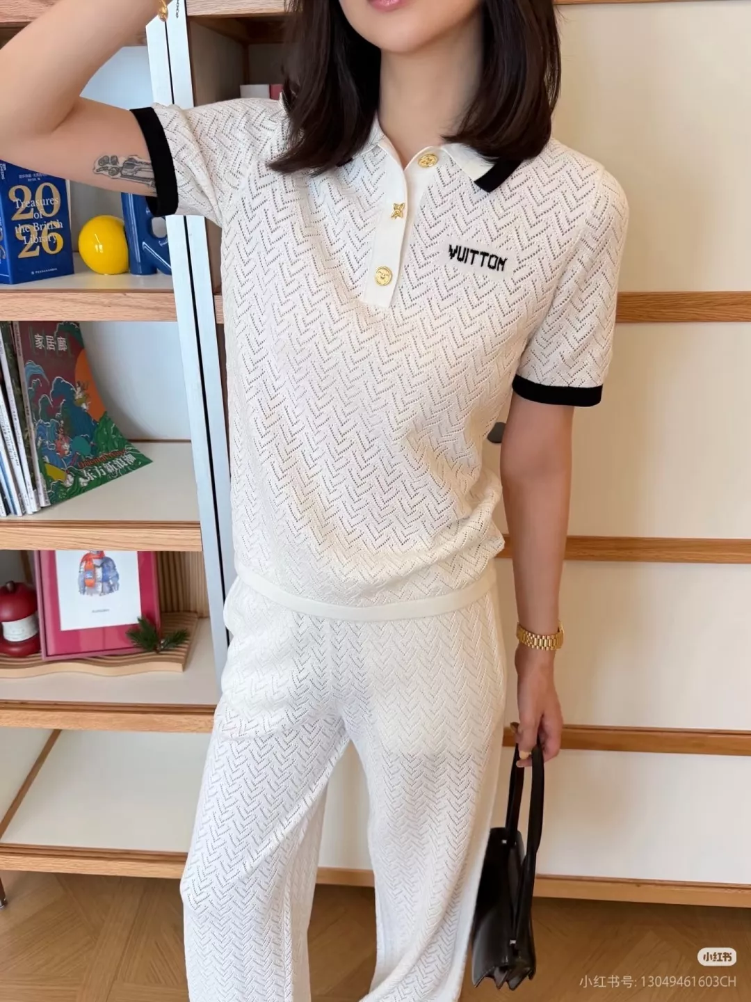 루이비통 자카드 다이아 패턴 반소매 니트 상세 이미지 13