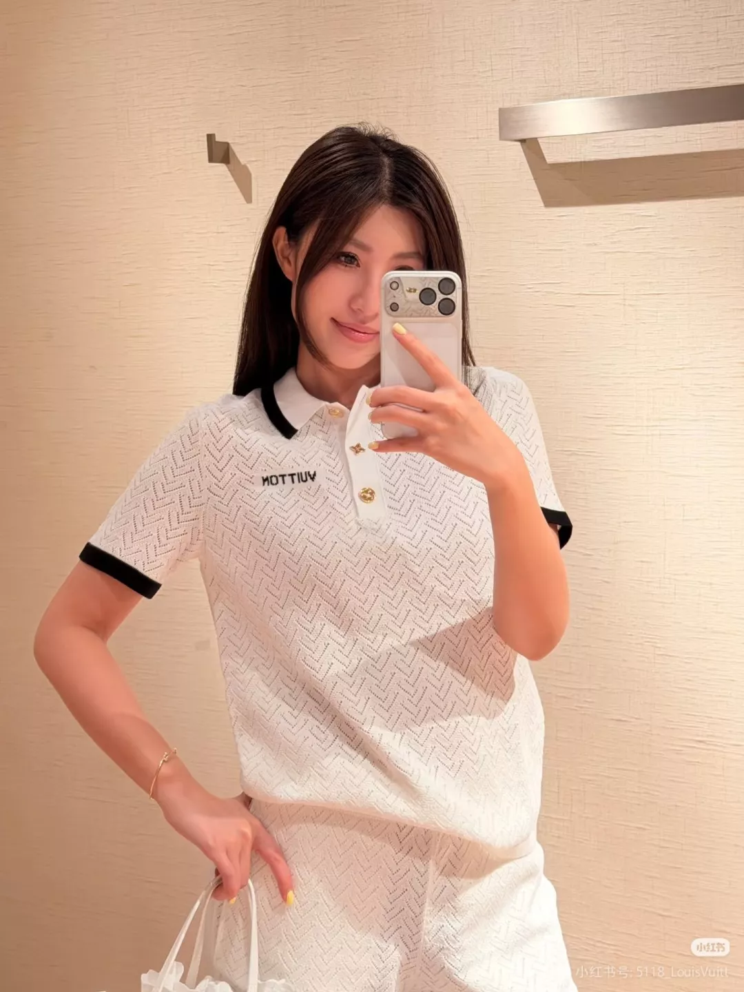 루이비통 자카드 다이아 패턴 반소매 니트 상세 이미지 10