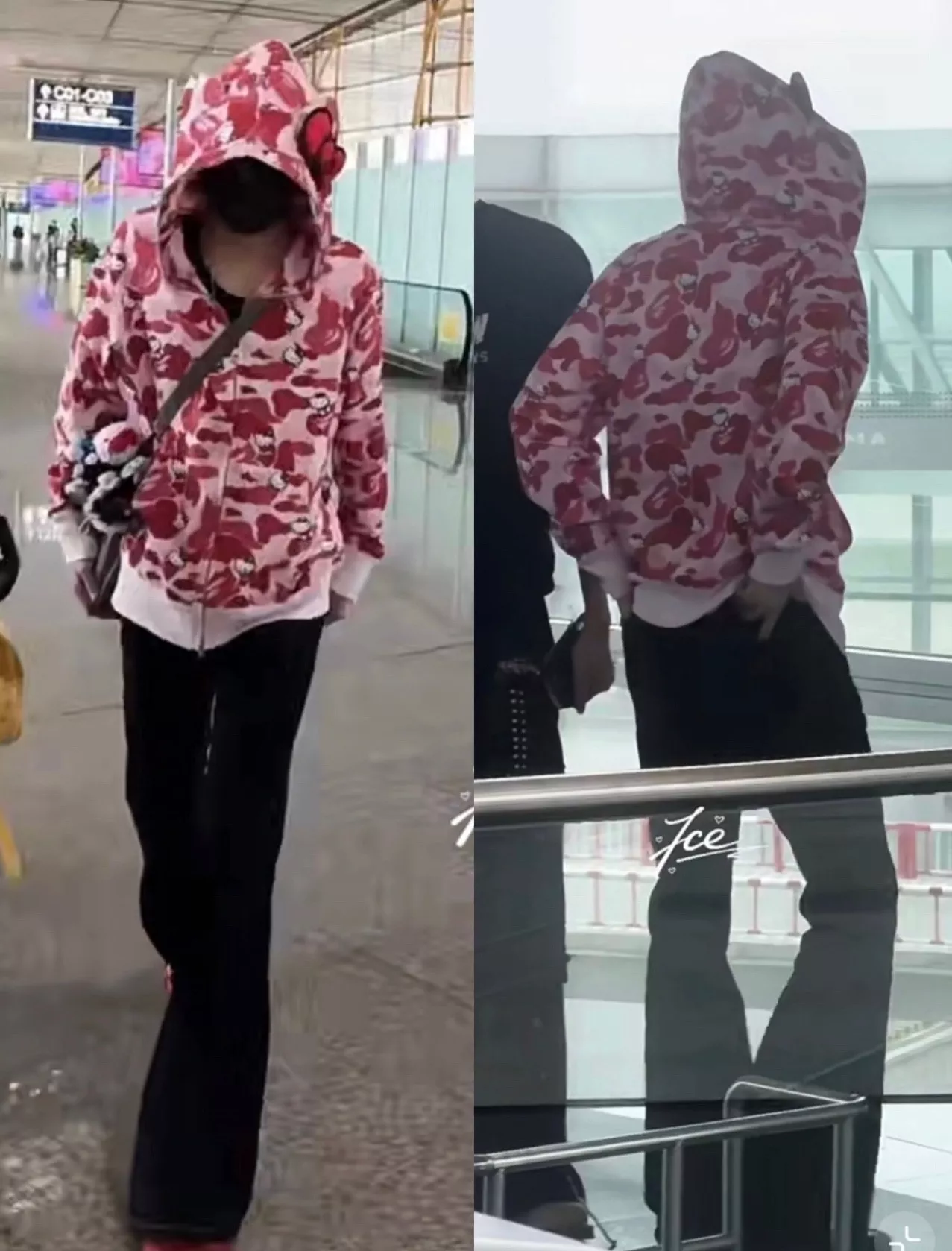 베이프 헬로키티 콜라보 핑크 카모 집업 후드 상세 이미지 17