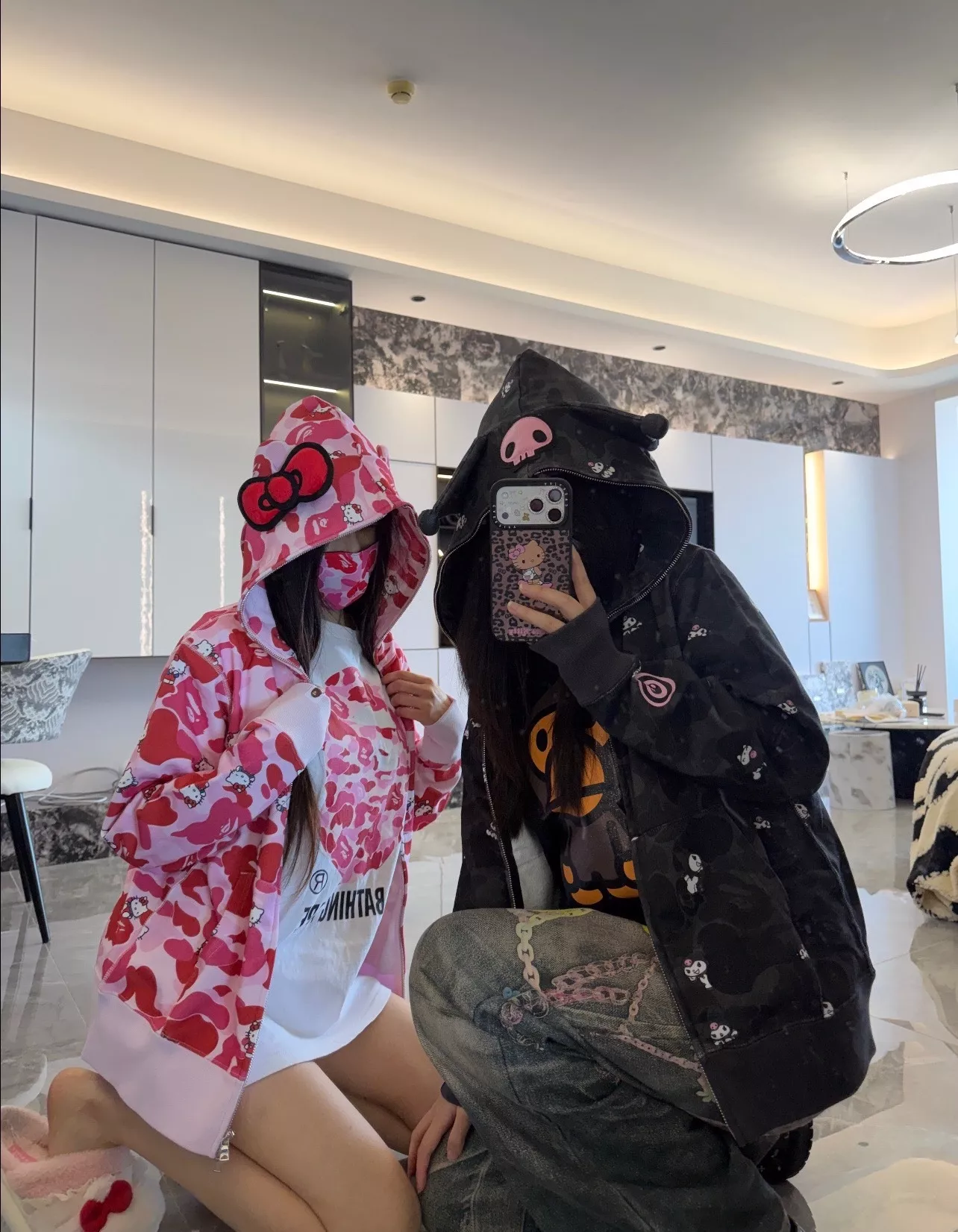 베이프 헬로키티 콜라보 핑크 카모 집업 후드 상세 이미지 22